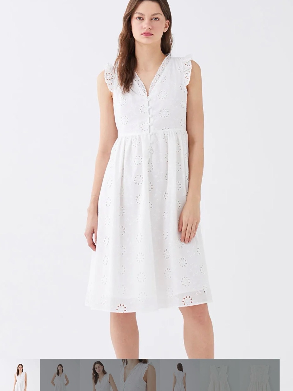 Women's White Eyelet Midi Dress